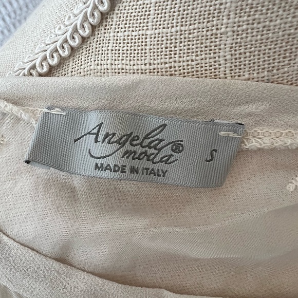 ANGELA MODA Made in Italy 🇮🇹Silk Sheer Cream Top with Cami Size Small - Picture 9 of 11